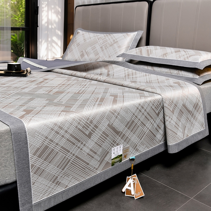 91家纺网 家纺一手货源 找家纺 小牛席业 2026新款清凉冰丝席凉席席子系列-简单生活 简单生活-香槟