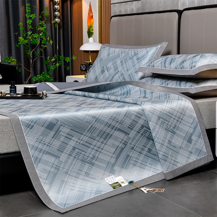 91家纺网 家纺一手货源 找家纺 小牛席业 2026新款清凉冰丝席凉席席子系列-简单生活 简单生活-蓝色