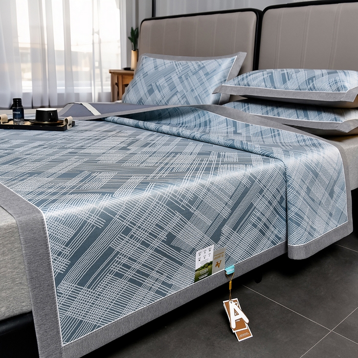 91家纺网 家纺一手货源 找家纺 小牛席业 2026新款清凉冰丝席凉席席子系列-简单生活 简单生活-蓝色