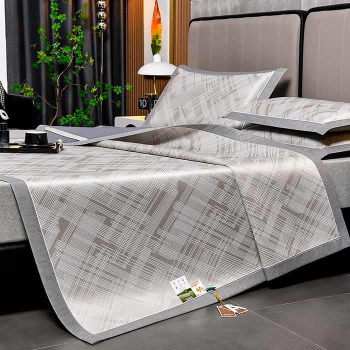 91家纺网 家纺一手货源 找家纺 小牛席业 2026新款清凉冰丝席凉席席子系列-简单生活 简单生活-香槟