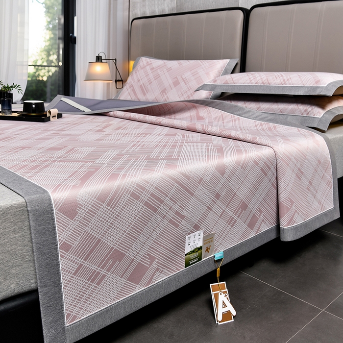 91家纺网 家纺一手货源 找家纺 小牛席业 2026新款清凉冰丝席凉席席子系列-简单生活 简单生活-粉色