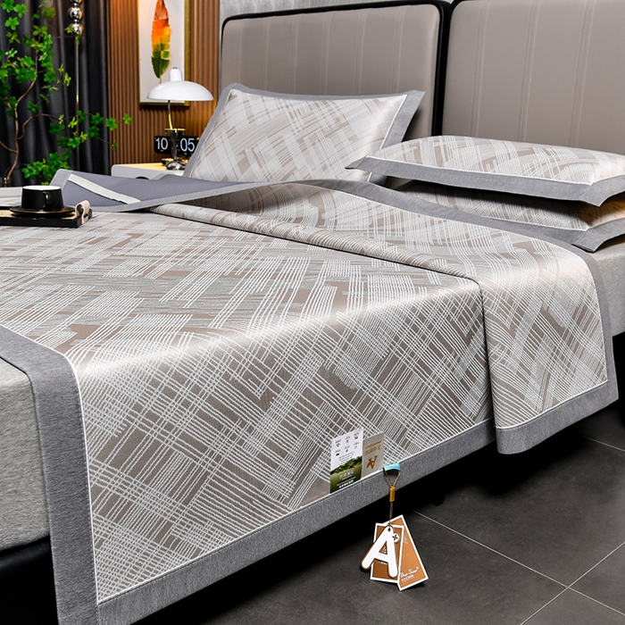 91家纺网 家纺一手货源 找家纺 小牛席业 2026新款清凉冰丝席凉席席子系列-简单生活 简单生活-香槟