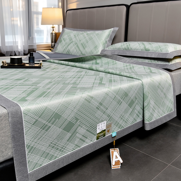 91家纺网 家纺一手货源 找家纺 小牛席业 2026新款清凉冰丝席凉席席子系列-简单生活 简单生活-绿色