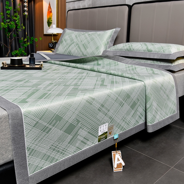 91家纺网 家纺一手货源 找家纺 小牛席业 2026新款清凉冰丝席凉席席子系列-简单生活 简单生活-绿色