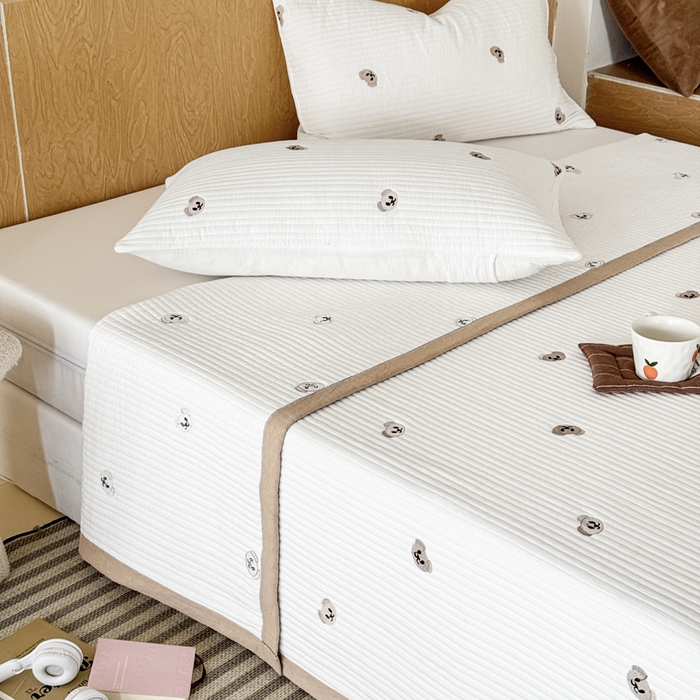 91家纺网 家纺一手货源 找家纺 （总）木楌家居 2026春夏新款双面全棉纯棉皱皱纱刺绣款床盖床盖单件