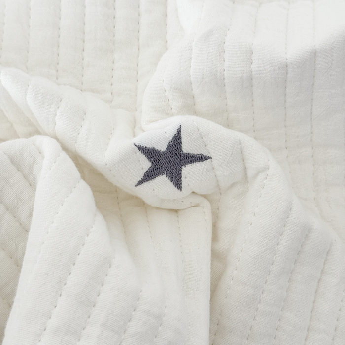 91家纺网 家纺一手货源 找家纺 木楌家居 2026春夏新款双面全棉纯棉皱皱纱刺绣款床盖床盖单件 月落星眠