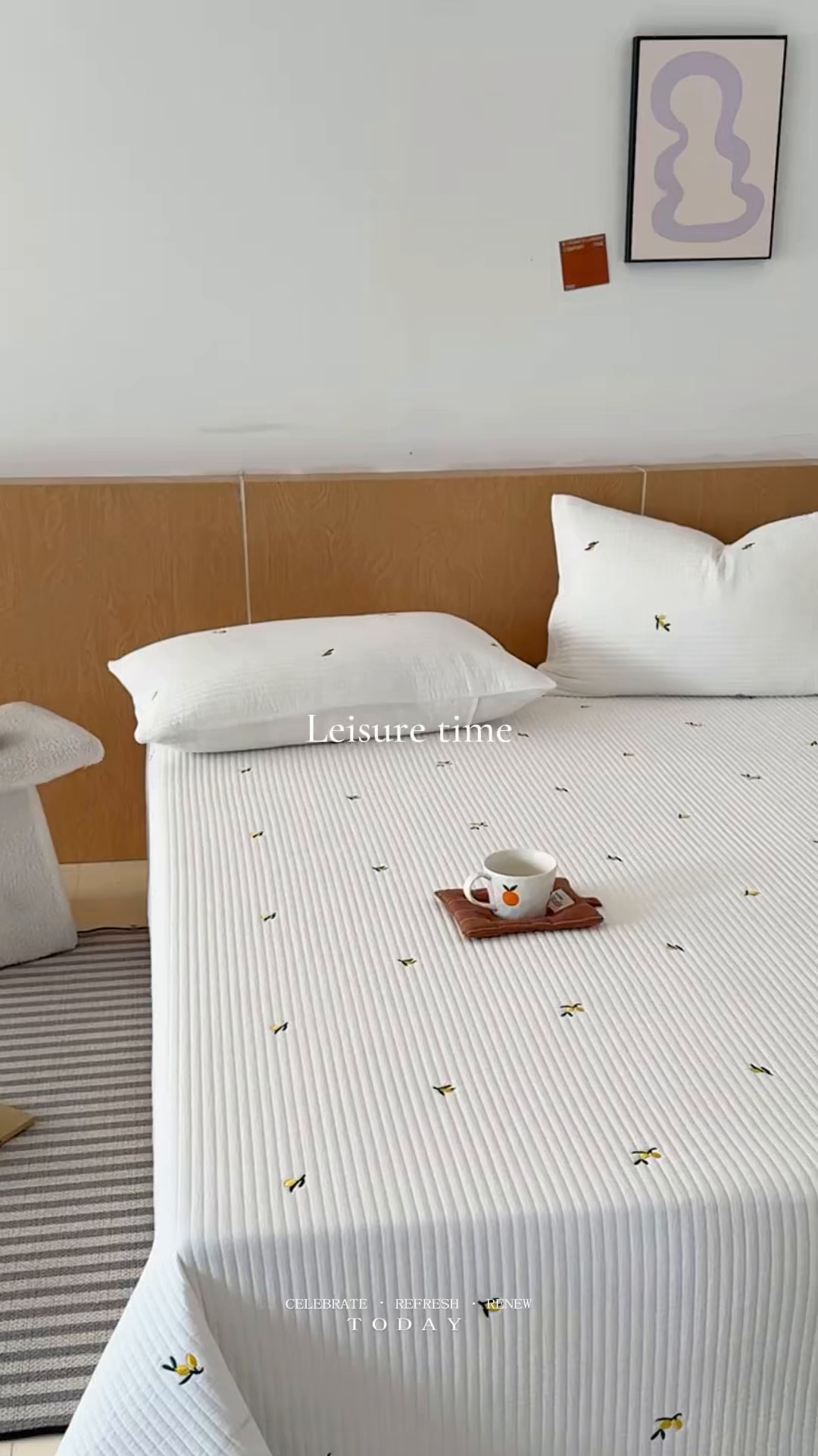 91家纺网 家纺一手货源 找家纺 木楌家居 2026春夏新款双面全棉纯棉皱皱纱刺绣款床盖床盖单件 小芽日记