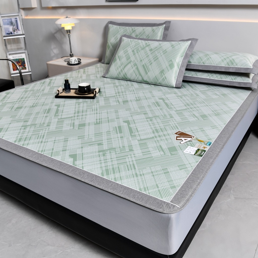 91家纺网 家纺一手货源 找家纺 小牛席业 2026新款清凉冰丝席凉席席子系列（床笠款）-简单生活 简单生活-绿色