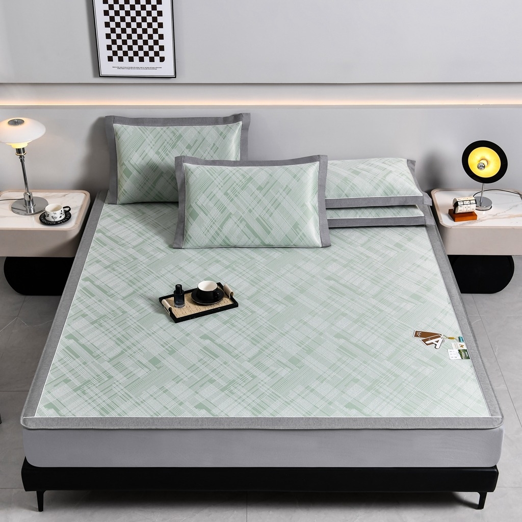 91家纺网 家纺一手货源 找家纺 小牛席业 2026新款清凉冰丝席凉席席子系列（床笠款）-简单生活 简单生活-绿色