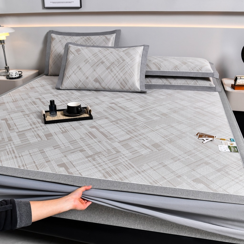 91家纺网 家纺一手货源 找家纺 小牛席业 2026新款清凉冰丝席凉席席子系列（床笠款）-简单生活 简单生活-香槟