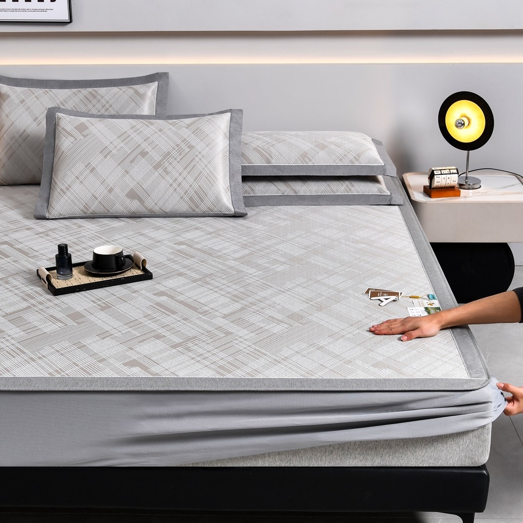 91家纺网 家纺一手货源 找家纺 小牛席业 2026新款清凉冰丝席凉席席子系列（床笠款）-简单生活 简单生活-香槟