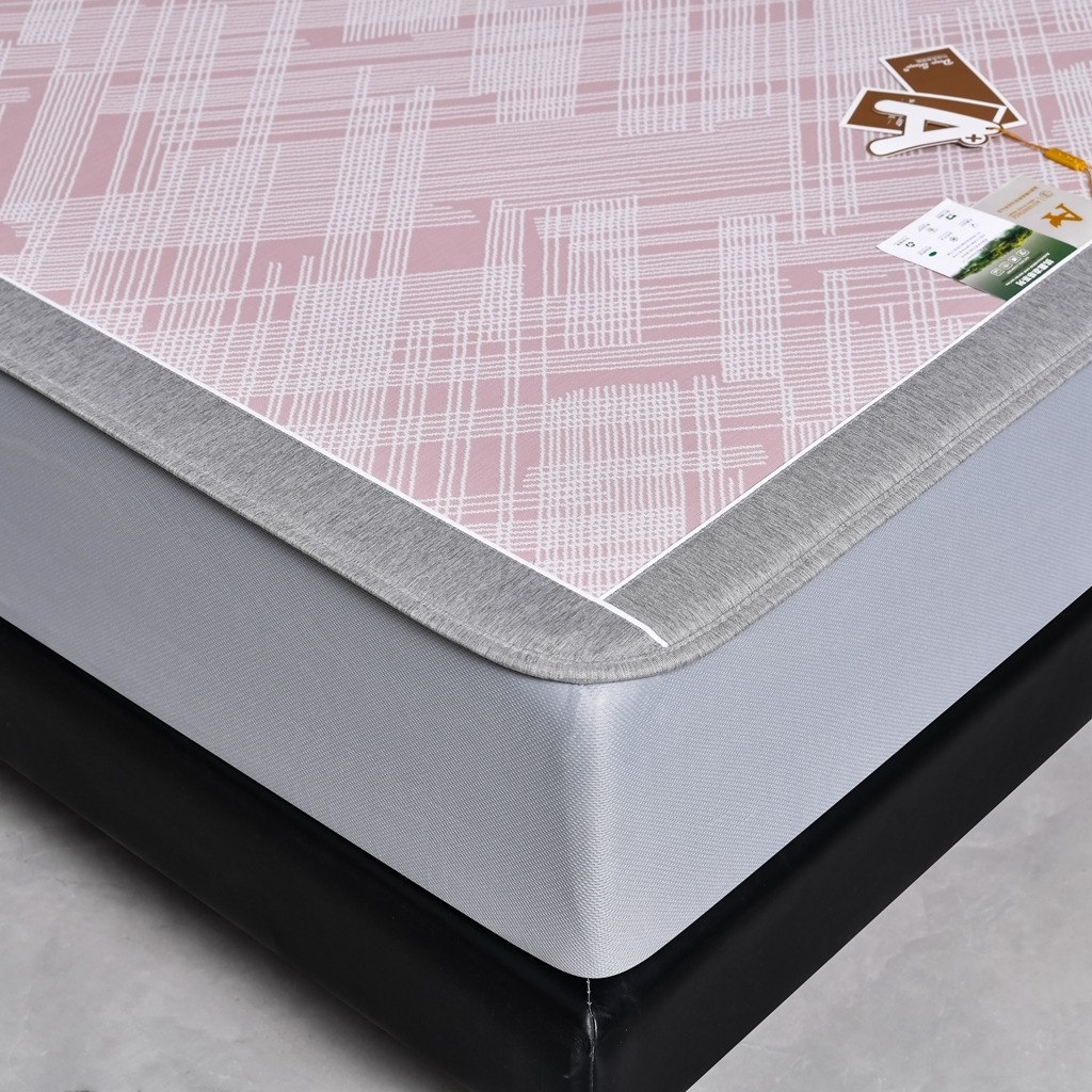 91家纺网 家纺一手货源 找家纺 小牛席业 2026新款清凉冰丝席凉席席子系列（床笠款）-简单生活 简单生活-粉色