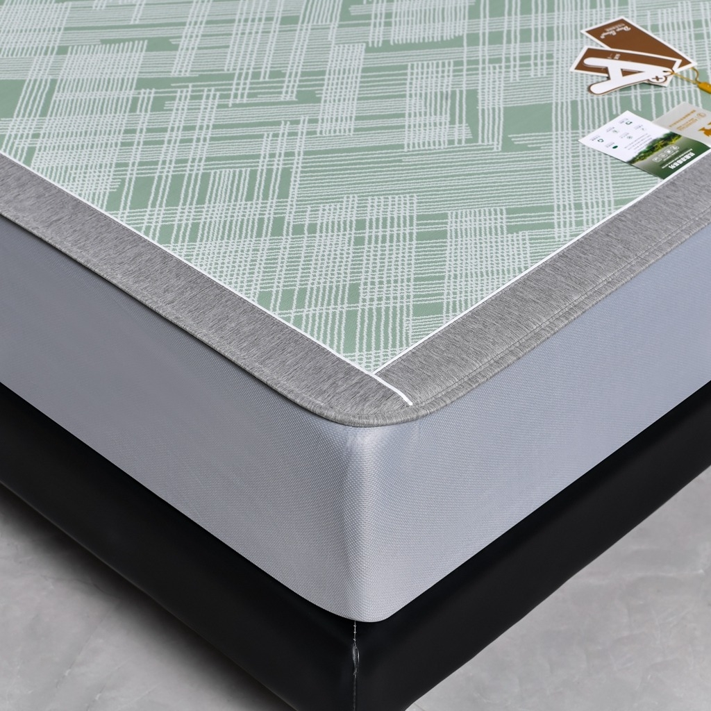 91家纺网 家纺一手货源 找家纺 小牛席业 2026新款清凉冰丝席凉席席子系列（床笠款）-简单生活 简单生活-绿色