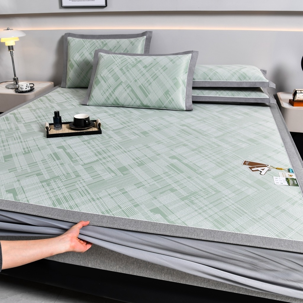 小牛席业 2026新款清凉冰丝席凉席席子系列（床笠款）-简单生活 简单生活-绿色