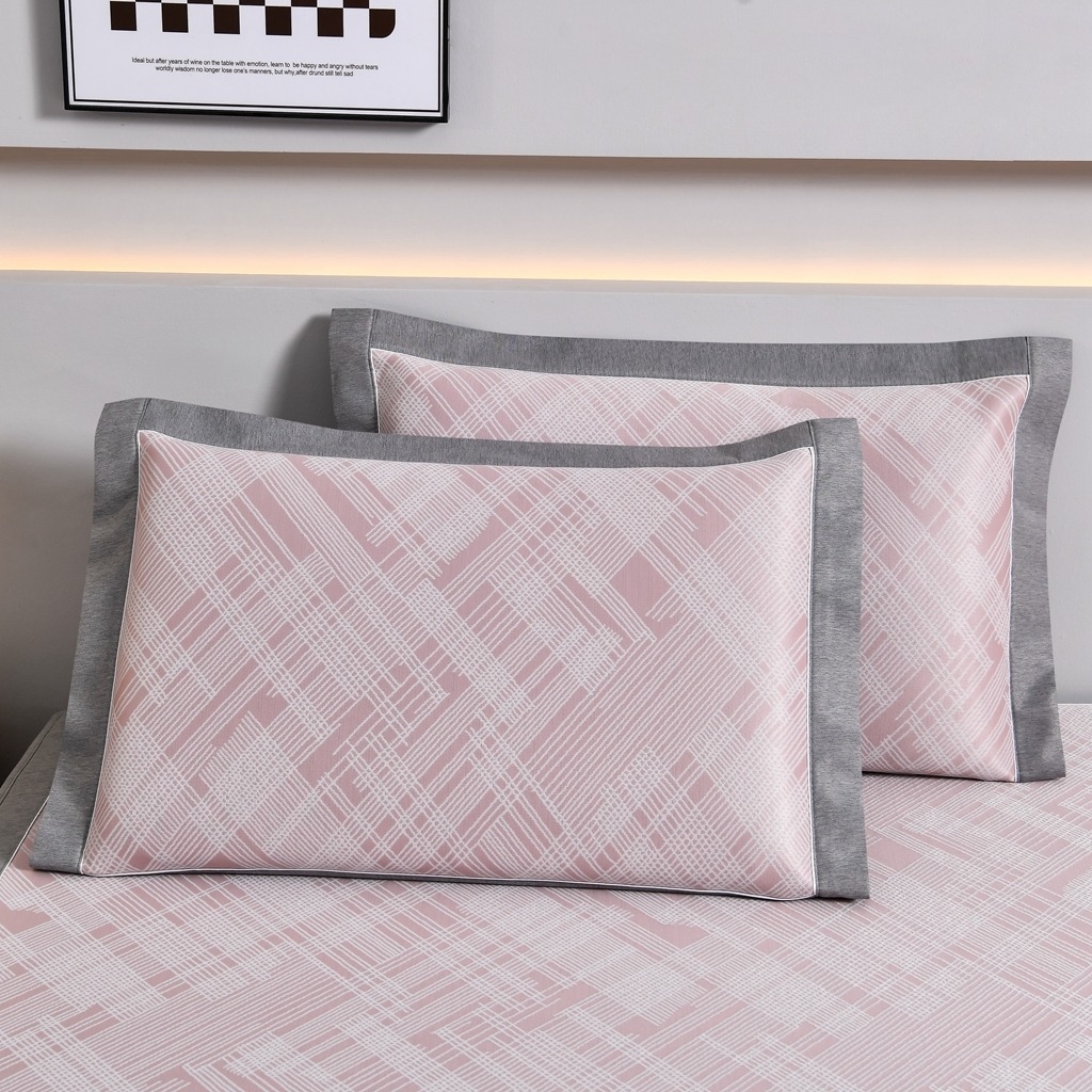 91家纺网 家纺一手货源 找家纺 小牛席业 2026新款清凉冰丝席凉席席子系列（床笠款）-简单生活 简单生活-粉色