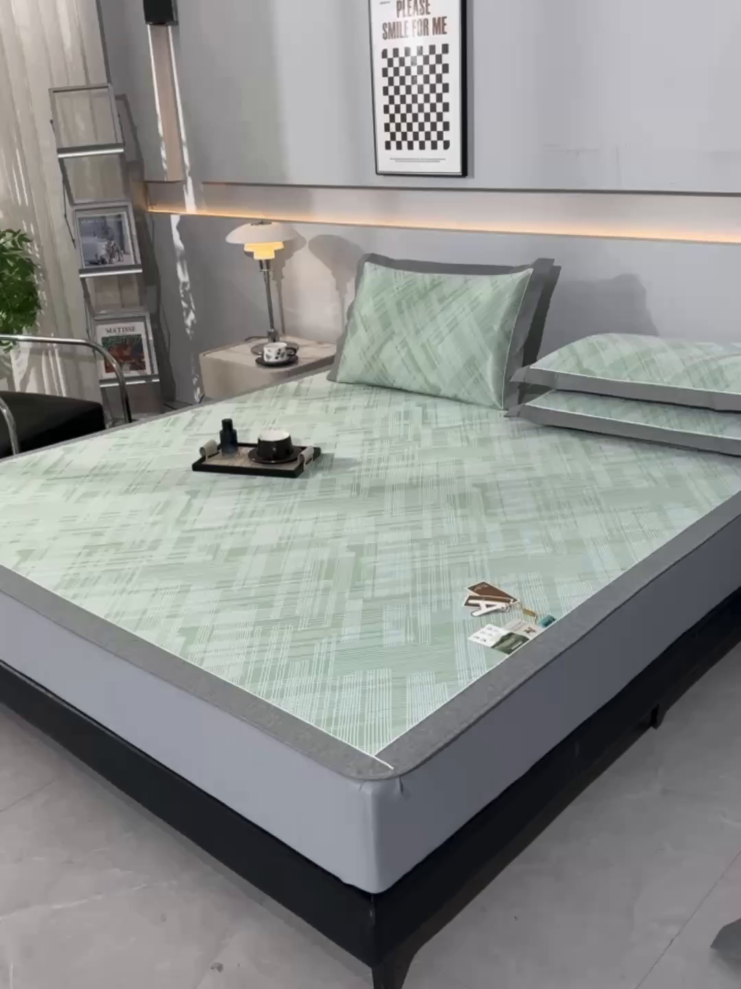 91家纺网 家纺一手货源 找家纺 小牛席业 2026新款清凉冰丝席凉席席子系列（床笠款）-简单生活 简单生活-绿色