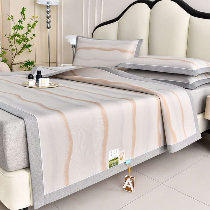 91家纺网 家纺一手货源 找家纺 小牛席业 2026春夏新款锦绣凉感冰丝席空调席系列 锦绣冰丝-香槟