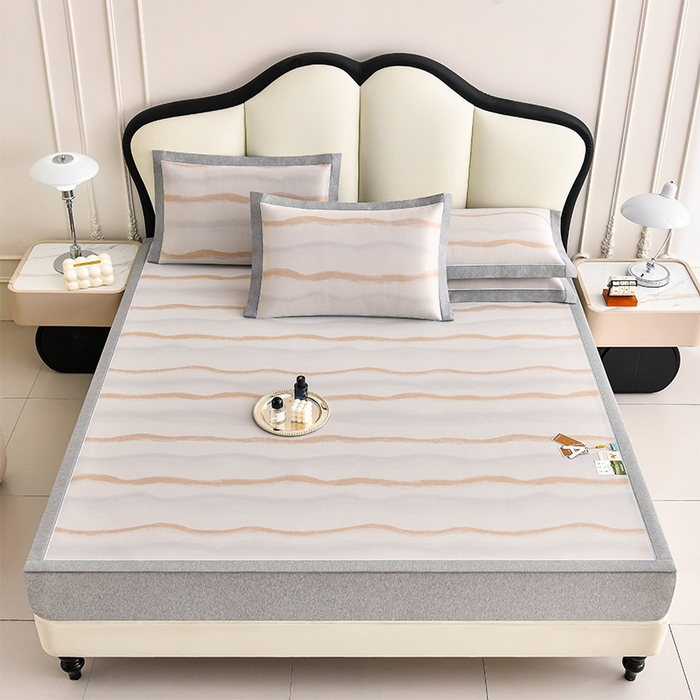 91家纺网 家纺一手货源 找家纺 小牛席业 2026春夏新款锦绣凉感冰丝席空调席系列 锦绣冰丝-香槟