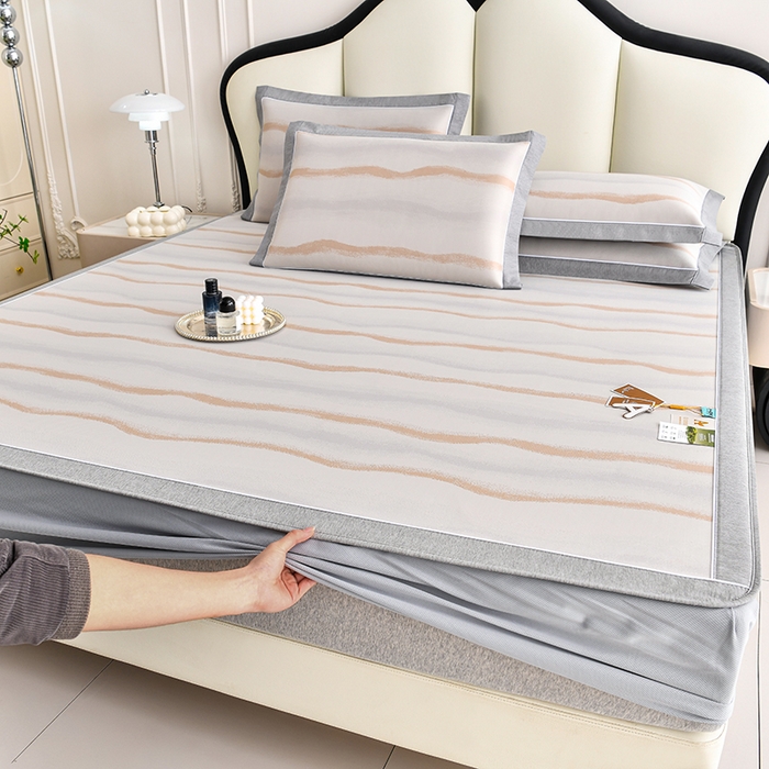 小牛席业 2026春夏新款锦绣凉感冰丝席空调席系列（床笠款） 锦绣冰丝（床笠款）-香槟