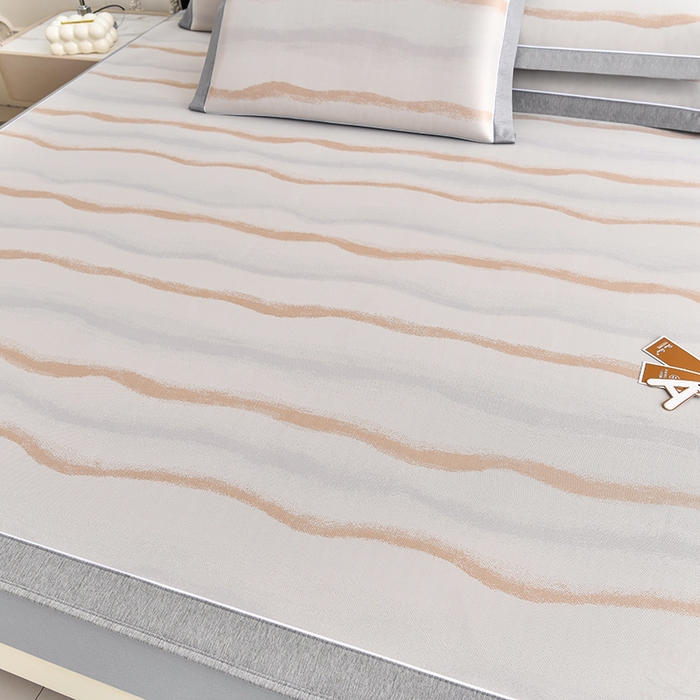 91家纺网 家纺一手货源 找家纺 小牛席业 2026春夏新款锦绣凉感冰丝席空调席系列（床笠款） 锦绣冰丝（床笠款）-香槟