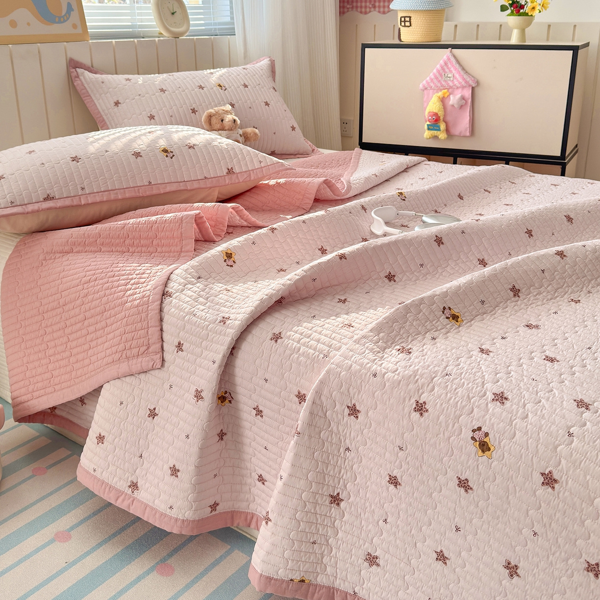 91家纺网 家纺一手货源 找家纺 （总）美优兰 2026新款双面全棉高温砂洗床盖三件套