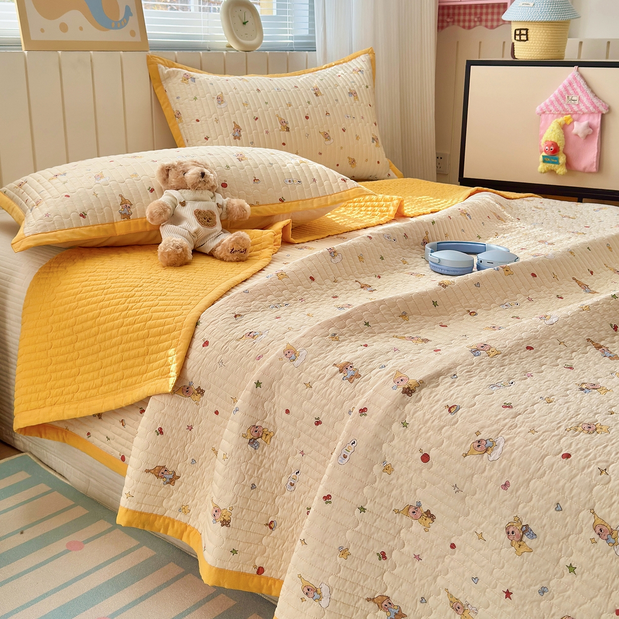 91家纺网 家纺一手货源 找家纺 （总）美优兰 2026新款双面全棉高温砂洗床盖三件套