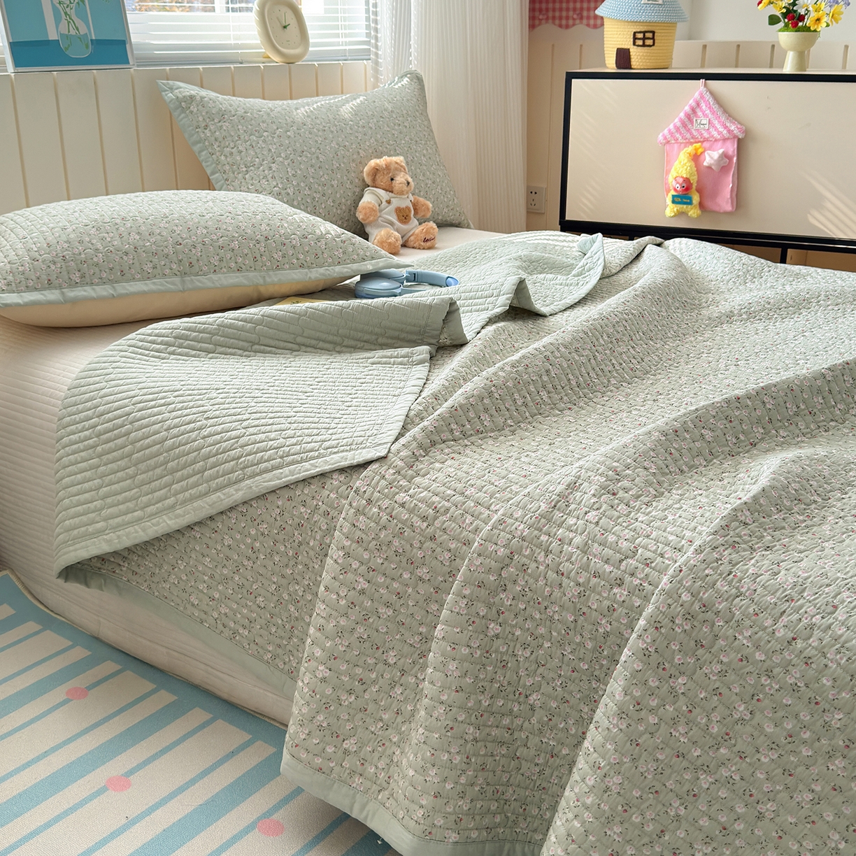 91家纺网 家纺一手货源 找家纺 （总）美优兰 2026新款双面全棉高温砂洗床盖三件套