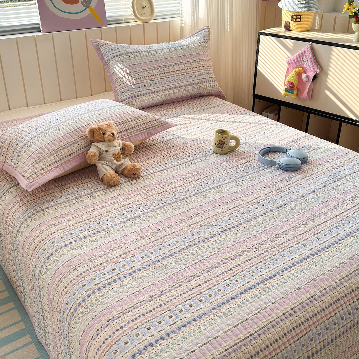 91家纺网 家纺一手货源 找家纺 （总）美优兰 2026新款双面全棉高温砂洗床盖三件套