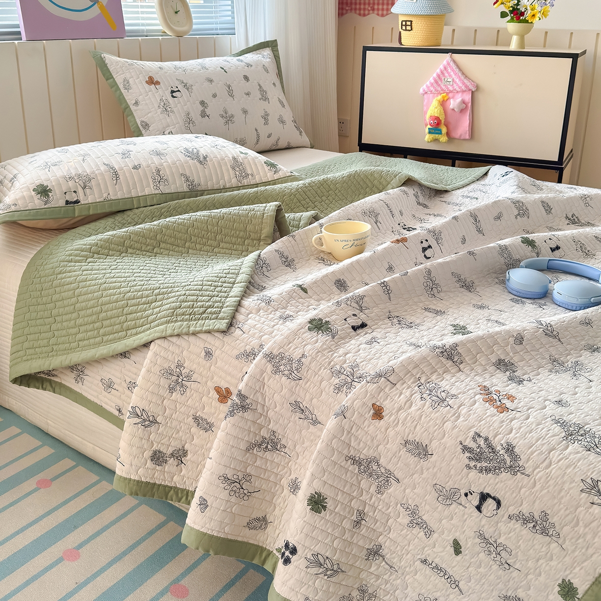 91家纺网 家纺一手货源 找家纺 （总）美优兰 2026新款双面全棉高温砂洗床盖三件套