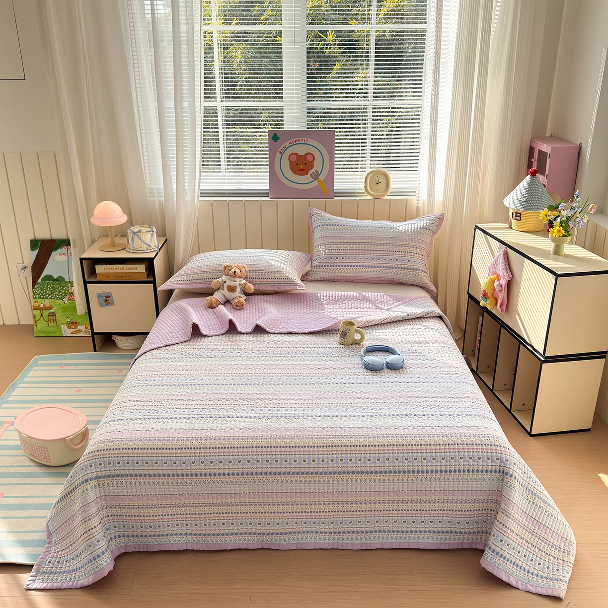 91家纺网 家纺一手货源 找家纺 （总）美优兰 2026新款双面全棉高温砂洗床盖三件套