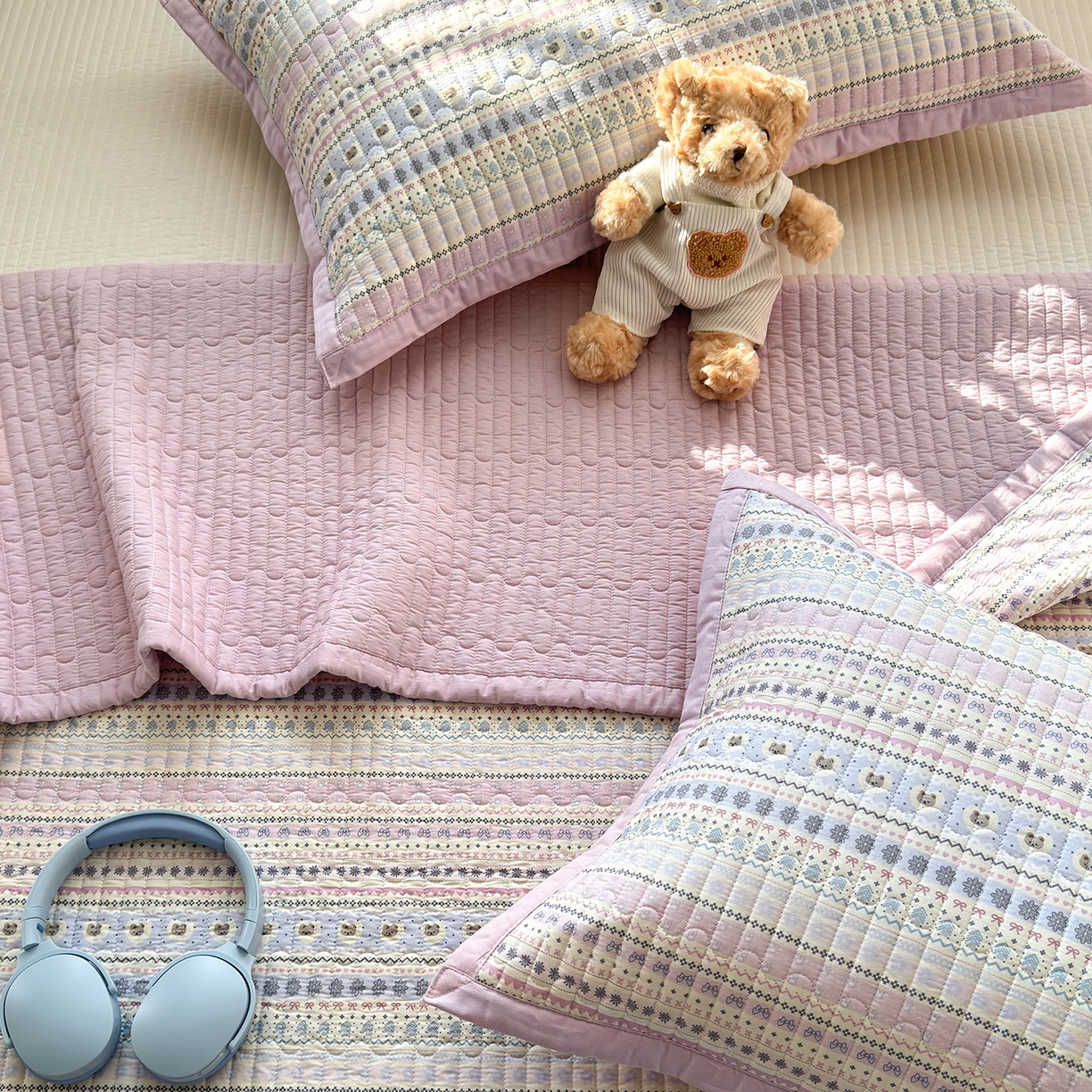 91家纺网 家纺一手货源 找家纺 （总）美优兰 2026新款双面全棉高温砂洗床盖三件套