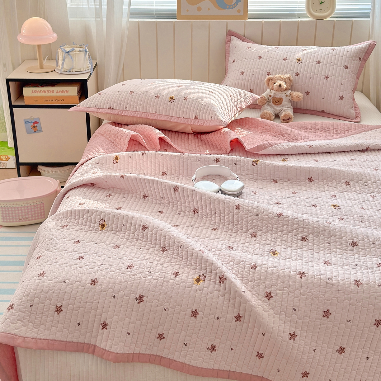 91家纺网 家纺一手货源 找家纺 美优兰 2026新款双面全棉高温砂洗床盖三件套 星冰乐