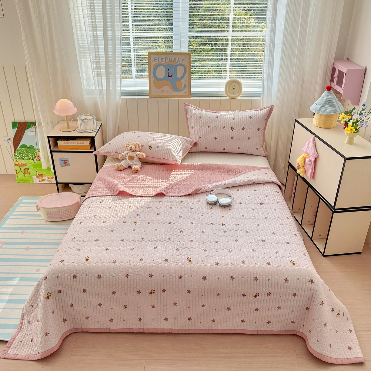 91家纺网 家纺一手货源 找家纺 美优兰 2026新款双面全棉高温砂洗床盖三件套 星冰乐