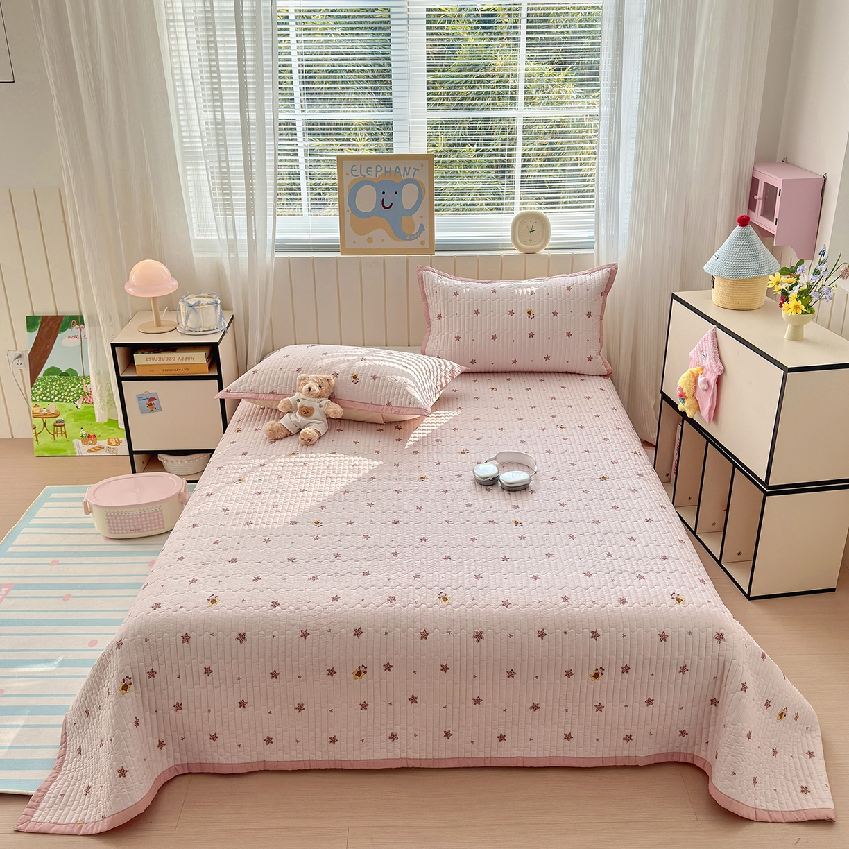 91家纺网 家纺一手货源 找家纺 美优兰 2026新款双面全棉高温砂洗床盖三件套 星冰乐