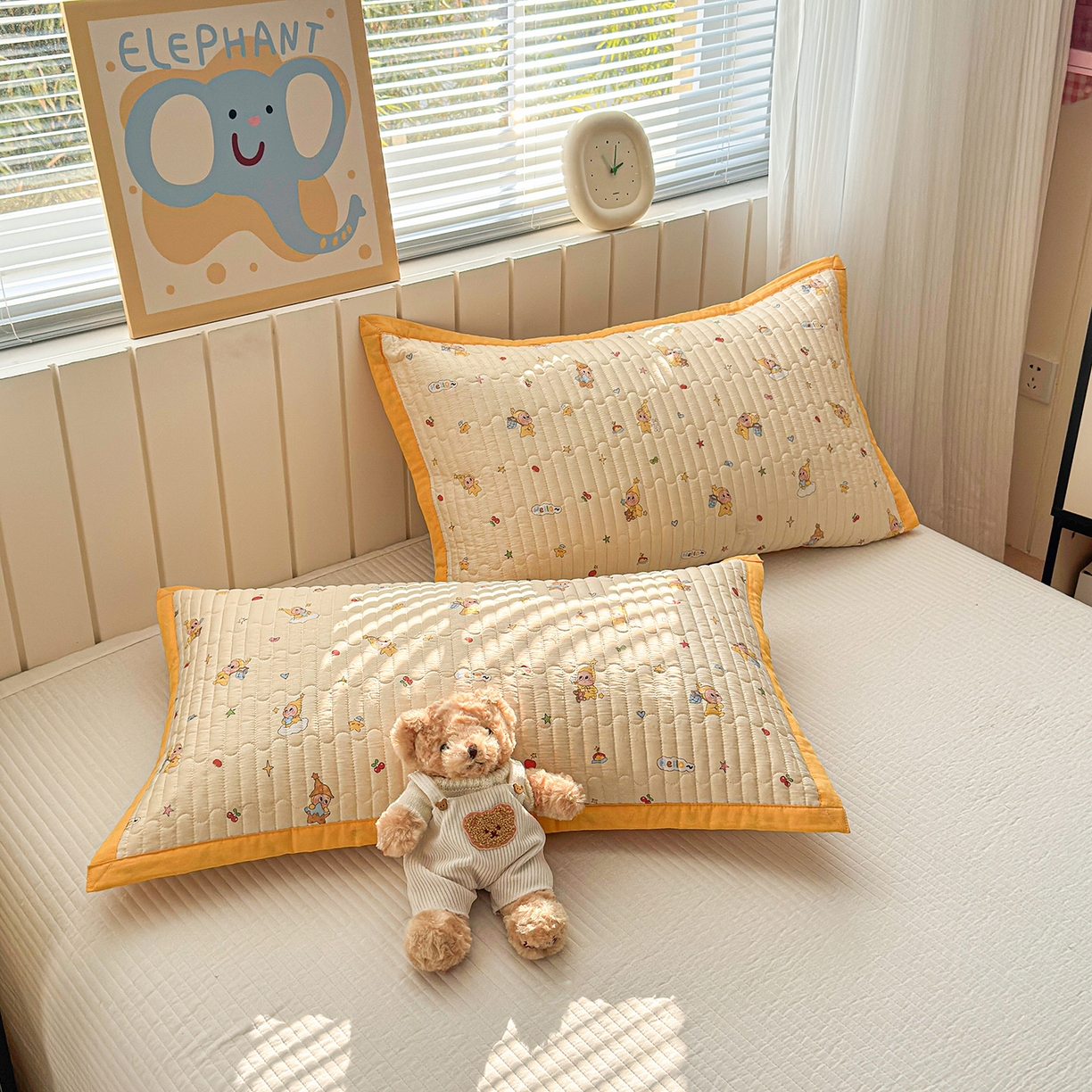 91家纺网 家纺一手货源 找家纺 美优兰 2026新款双面全棉高温砂洗床盖三件套 星星人