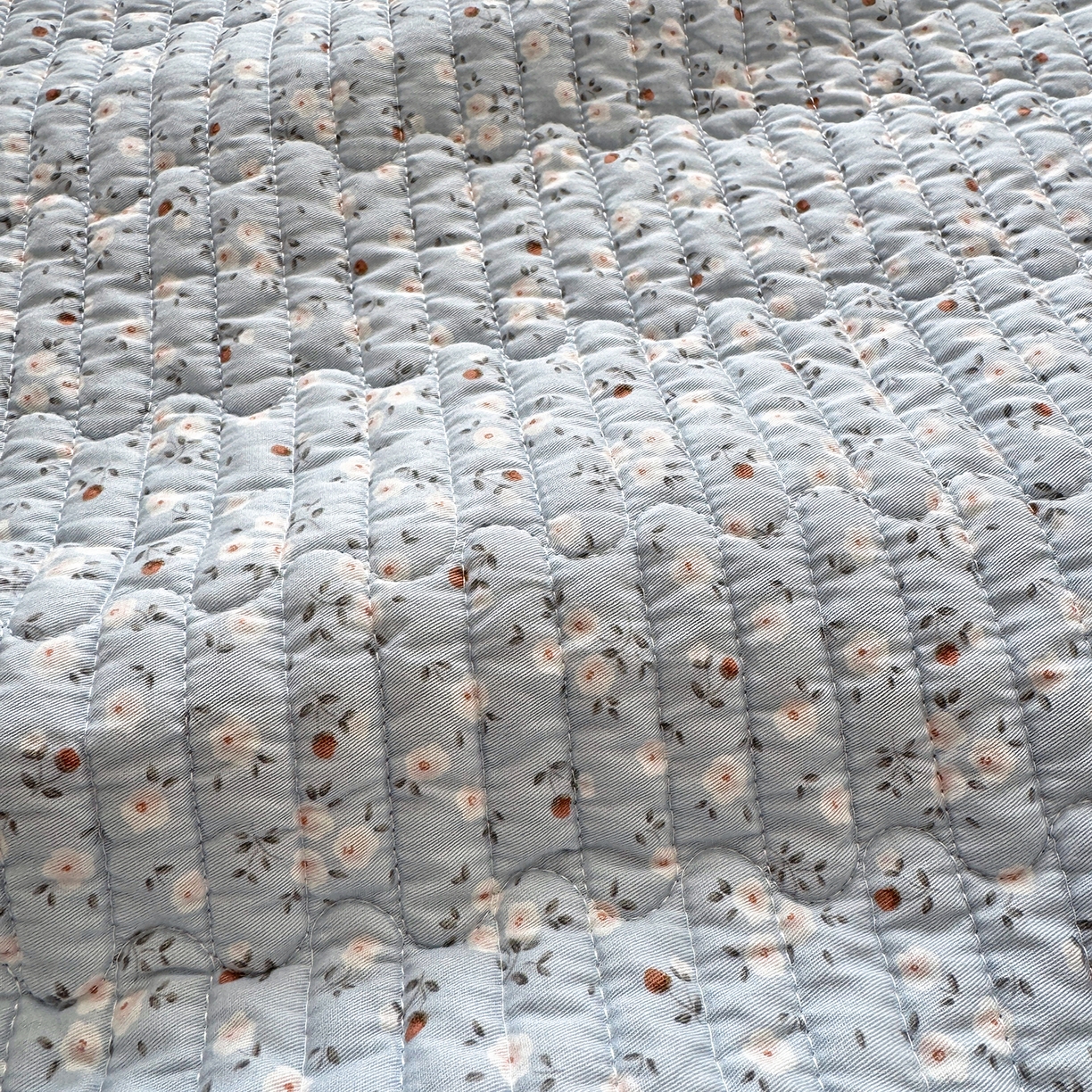 91家纺网 家纺一手货源 找家纺 美优兰 2026新款双面全棉高温砂洗床盖三件套 夕颜蓝