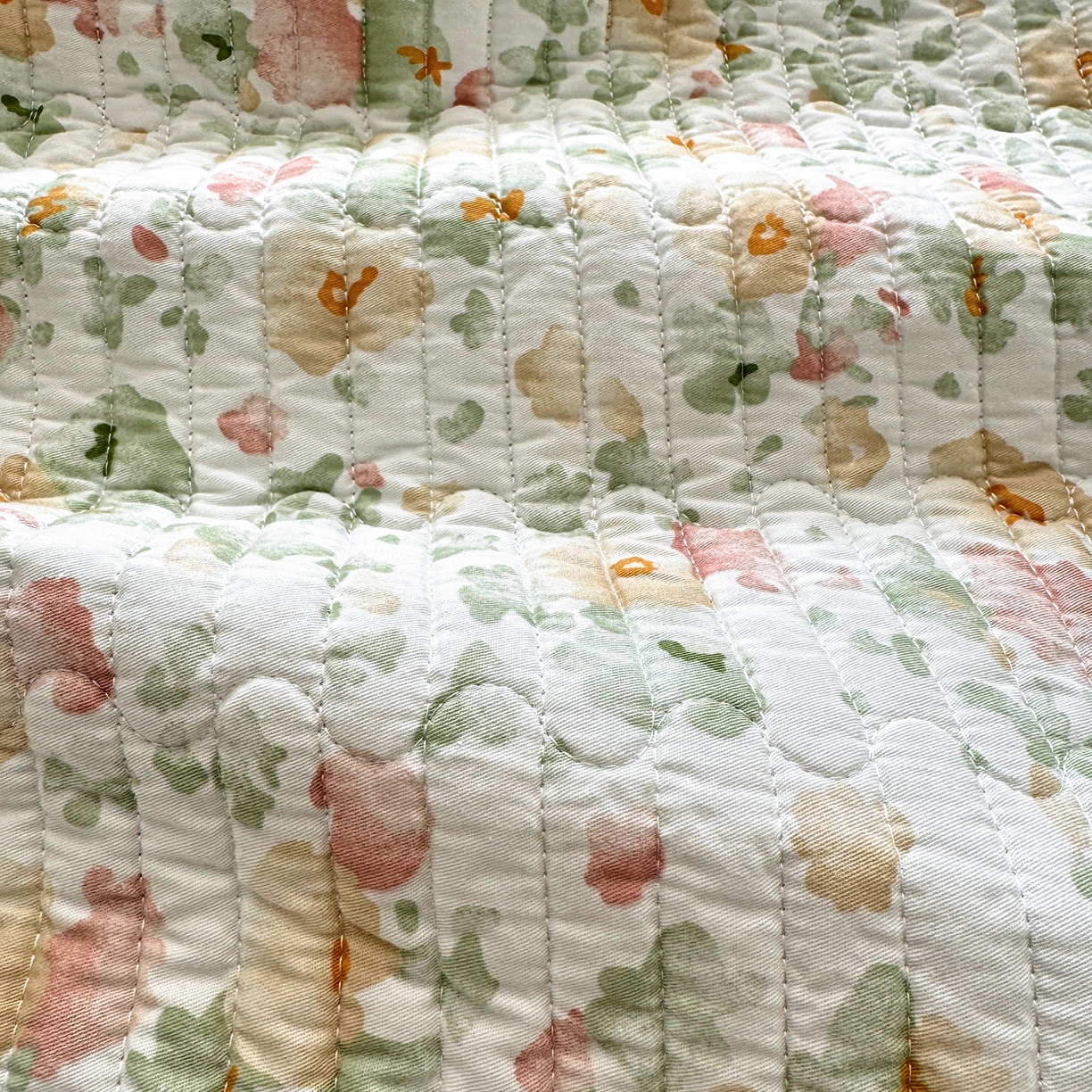 91家纺网 家纺一手货源 找家纺 美优兰 2026新款双面全棉高温砂洗床盖三件套 繁花似锦