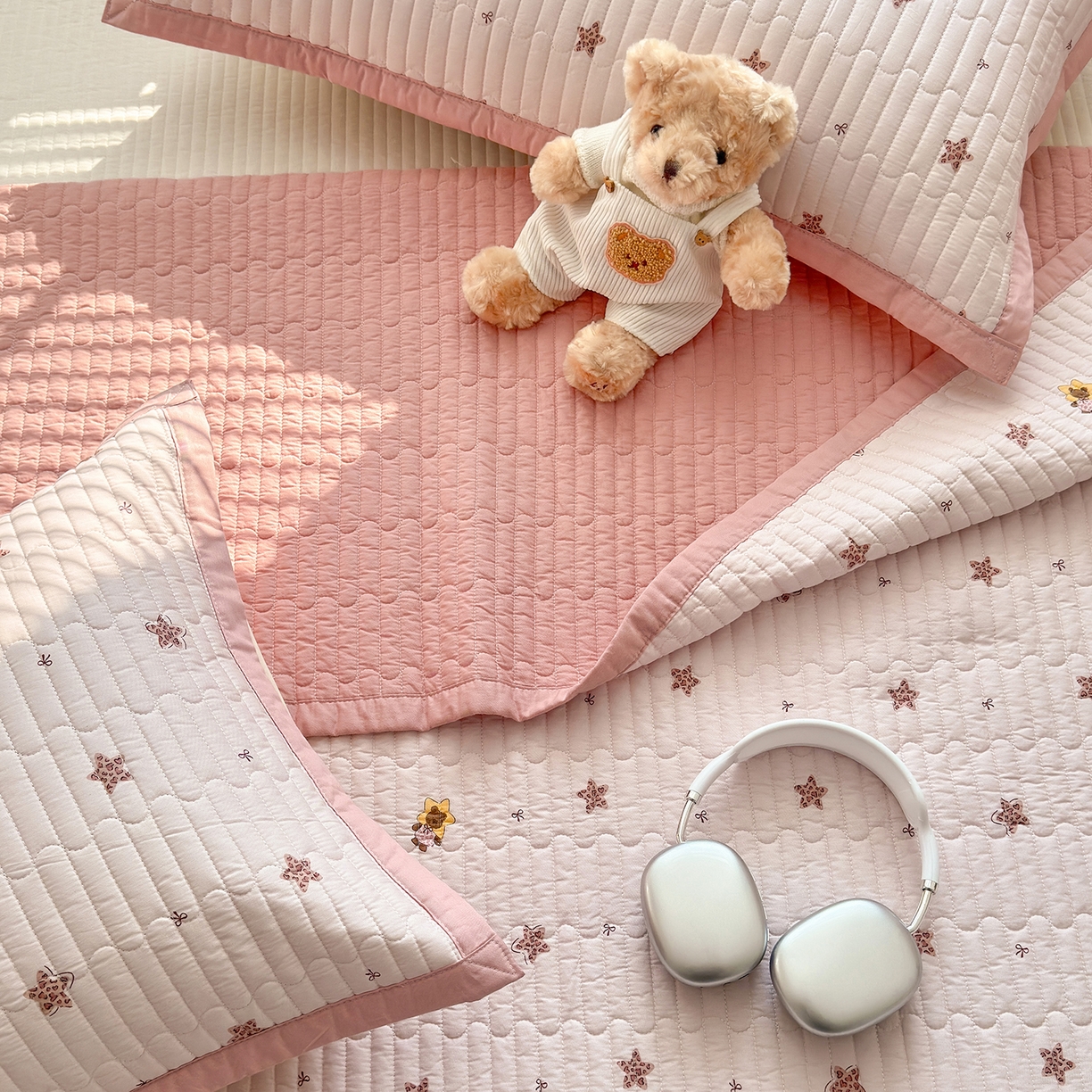 91家纺网 家纺一手货源 找家纺 美优兰 2026新款双面全棉高温砂洗床盖三件套 星冰乐