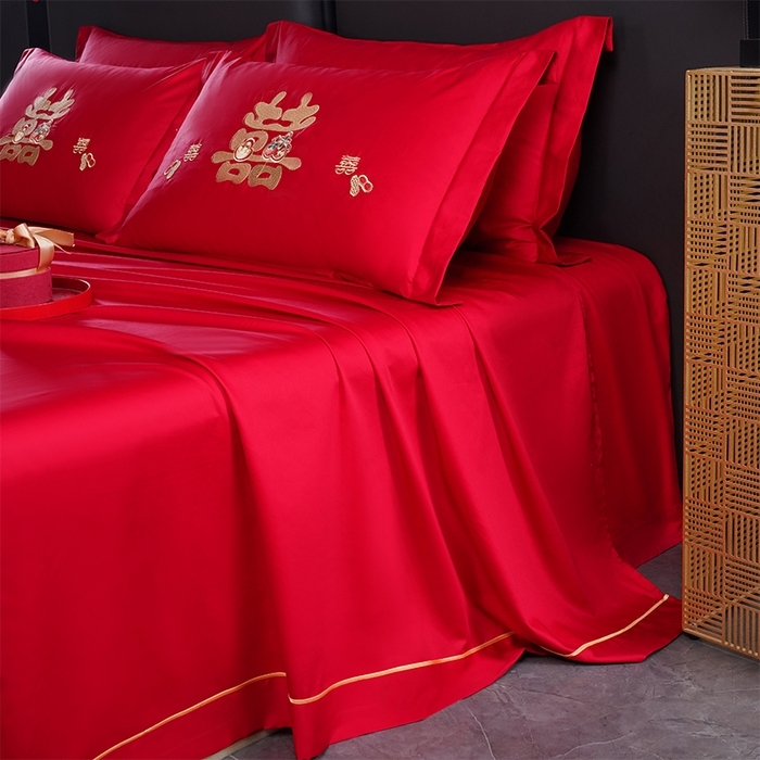 91家纺网 家纺一手货源 找家纺 （总）千禧家纺 2026新款长绒棉绣花婚庆三件套