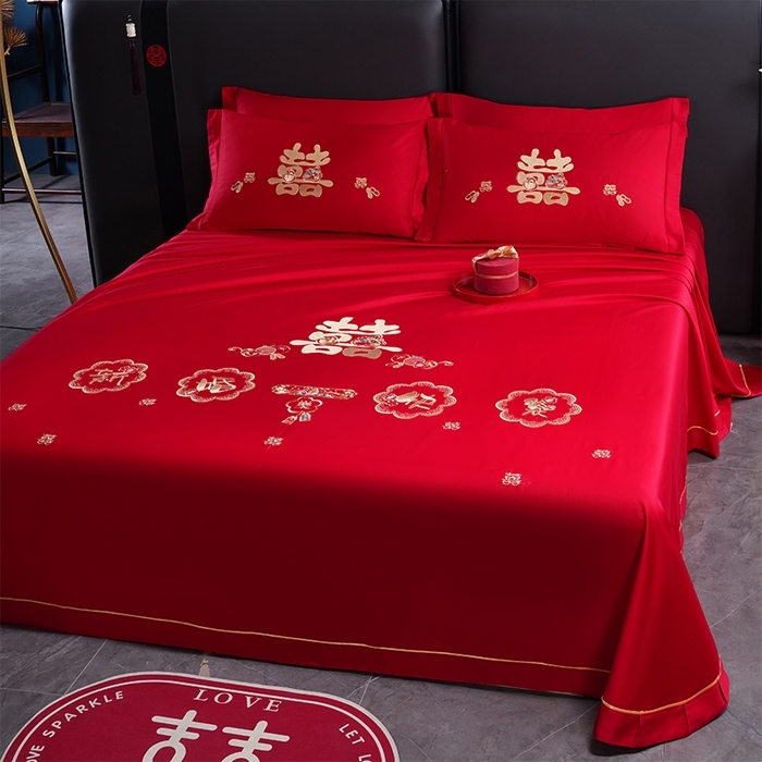 91家纺网 家纺一手货源 找家纺 （总）千禧家纺 2026新款长绒棉绣花婚庆三件套