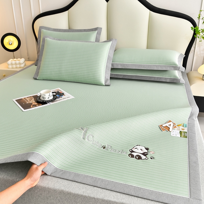 91家纺网 家纺一手货源 找家纺 （总）小牛席业 2026新款经典条纹熊猫凉感冰丝席凉席席子 系列