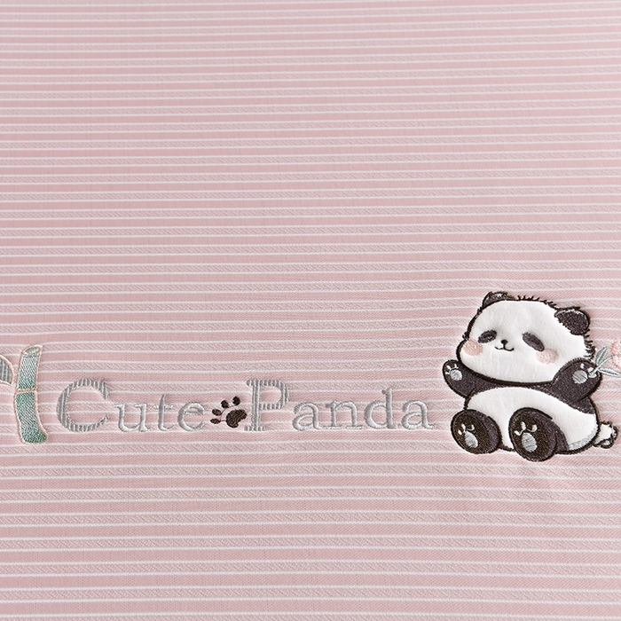 91家纺网 家纺一手货源 找家纺 小牛席业 2026新款经典条纹熊猫凉感冰丝席凉席席子 系列 粉色