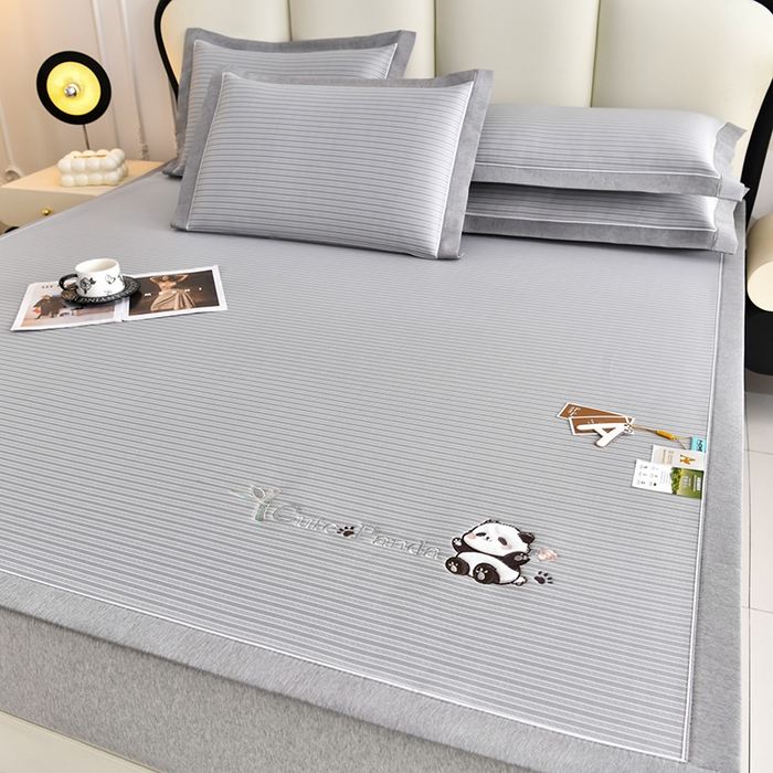 91家纺网 家纺一手货源 找家纺 （总）小牛席业 2026新款经典条纹熊猫凉感冰丝席凉席席子 系列