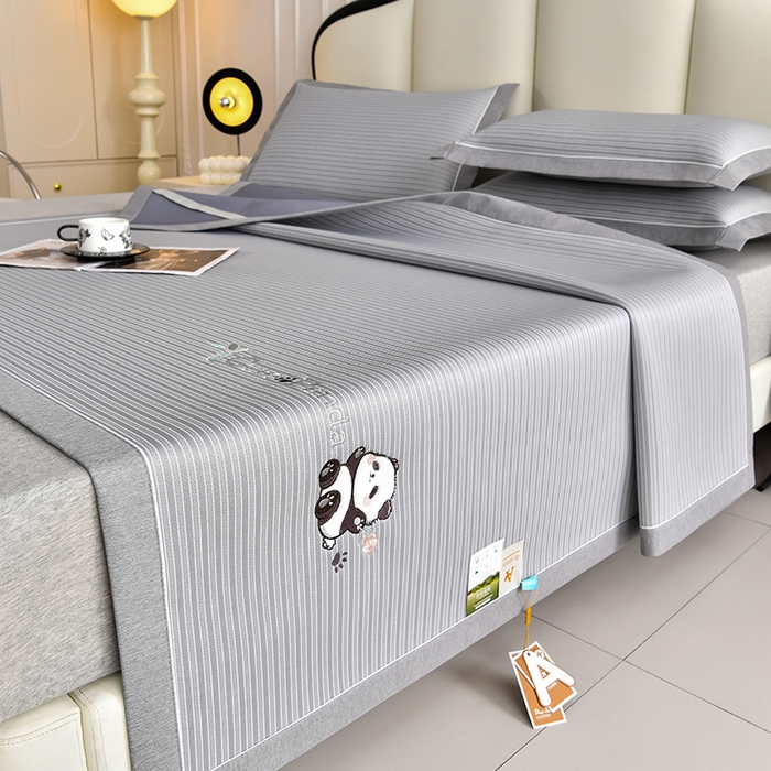 91家纺网 家纺一手货源 找家纺 （总）小牛席业 2026新款经典条纹熊猫凉感冰丝席凉席席子 系列