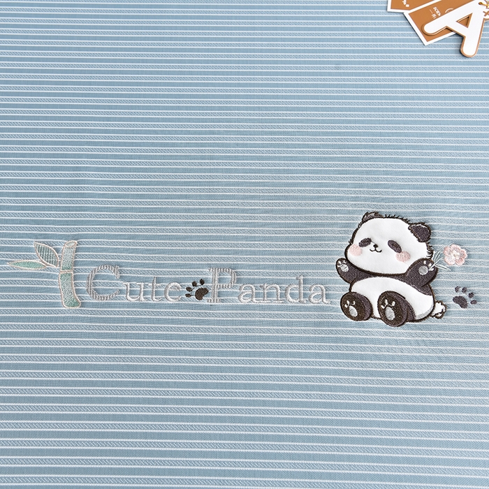 91家纺网 家纺一手货源 找家纺 小牛席业 2026新款经典条纹熊猫凉感冰丝席凉席席子 系列 蓝色