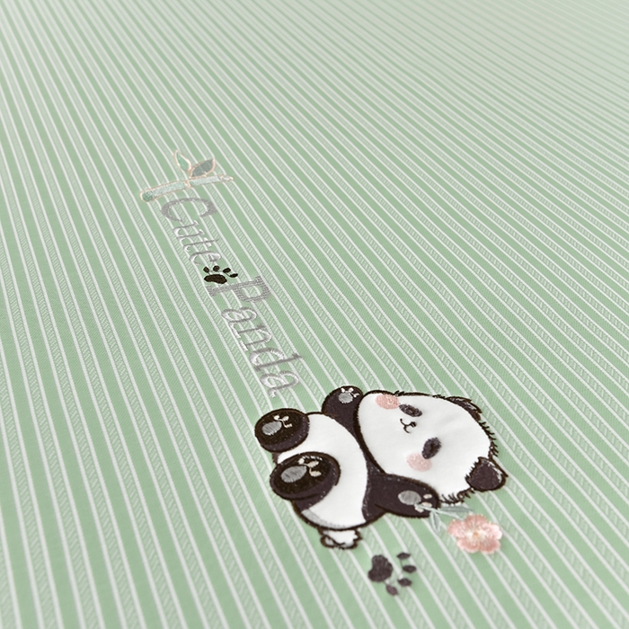 91家纺网 家纺一手货源 找家纺 小牛席业 2026新款经典条纹熊猫凉感冰丝席凉席席子 系列 绿色