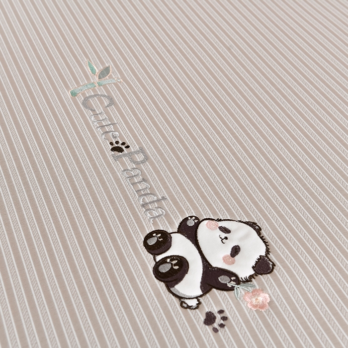 91家纺网 家纺一手货源 找家纺 小牛席业 2026新款经典条纹熊猫凉感冰丝席凉席席子 系列 香槟