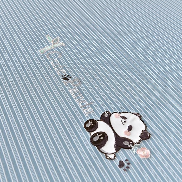 91家纺网 家纺一手货源 找家纺 小牛席业 2026新款经典条纹熊猫凉感冰丝席凉席席子 系列 蓝色