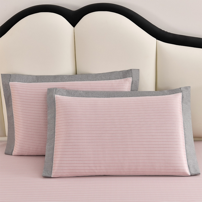 91家纺网 家纺一手货源 找家纺 小牛席业 2026新款PE经典条纹-熊猫冰丝席（床笠款） 粉色