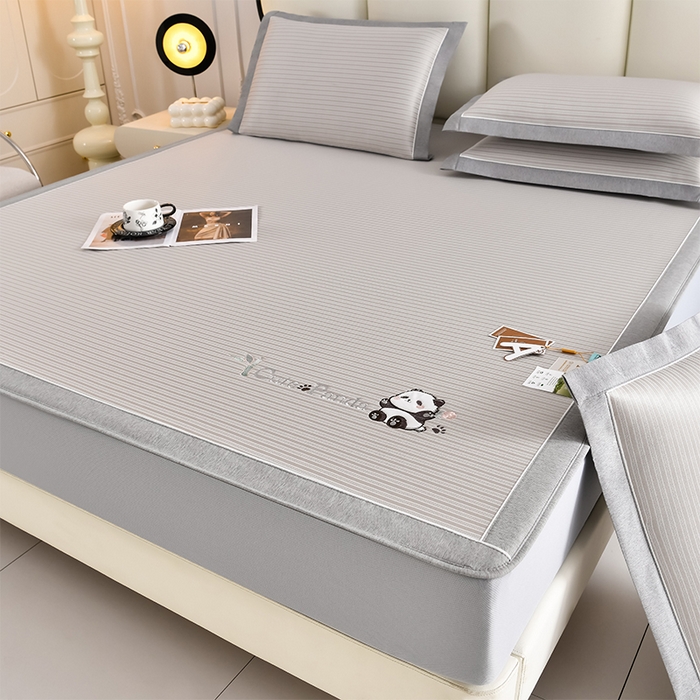 91家纺网 家纺一手货源 找家纺 小牛席业 2026新款PE经典条纹-熊猫冰丝席（床笠款） 香槟